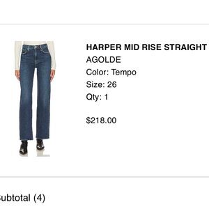 Agolde Harper midrise straight in tempo. Size 26.